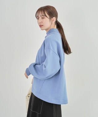 Green Parks 配色リブニットドッキング裏起毛プルオーバ Light Blue