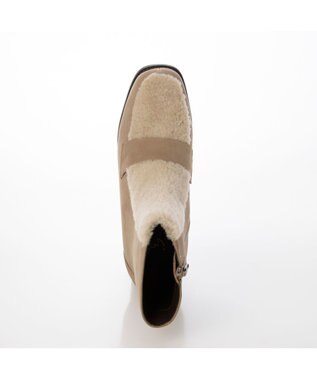 ing <ing>スクエアトゥローファーブーツ ベージュコンビ
