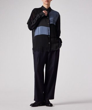 Paul Smith カラーブロック レース ブラウス ブラック