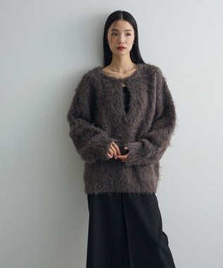 Green Parks 前後２ｗａｙキーネックシャギーニット Brown