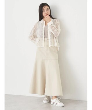 earth music&ecology ペプラムマーメイドデニムスカート Ivory