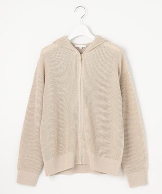 自由区 S 【洗える】リネンミドルゲージフーディ ニット フラックス