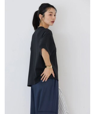 AMERICAN HOLIC モックネック５分袖カットプルオーバー Black