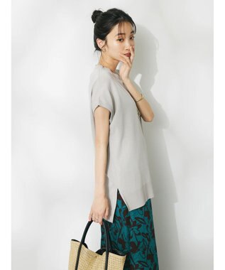 CRAFT STANDARD BOUTIQUE ＵＶカット接触冷感半袖ニットチュニック Gray Beige