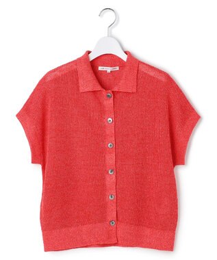 23区 【先行予約】ピュアリネン ハーフスリーブ ポロニット オレンジ系