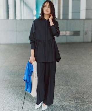 23区 S 【洗える】TWビエラ イレギュラーヘム ブラウス ネイビー系