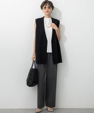 23区 【洗える/吊り干しOK】ヴィスコースストレッチ ニットベスト ブラック系