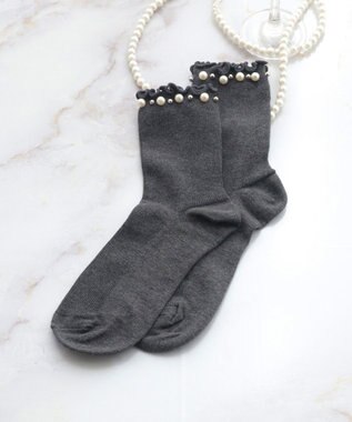  パール付きフリルソックス