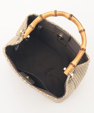 J.PRESS LADIES 【2way】 バンブー カゴ バッグ ナチュラル×モカ系