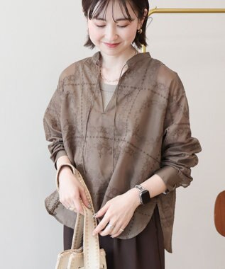 AMERICAN HOLIC スキッパーレースブラウス Mocha