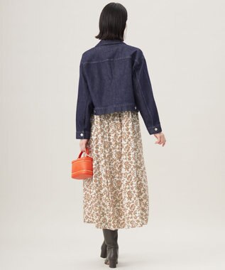 自由区 L 【17号サイズまで展開・洗える】ウスカルデニム襟付き ジャケット インディゴ