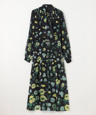 GRACE CONTINENTAL グラデフラワープリントワンピース ブラック