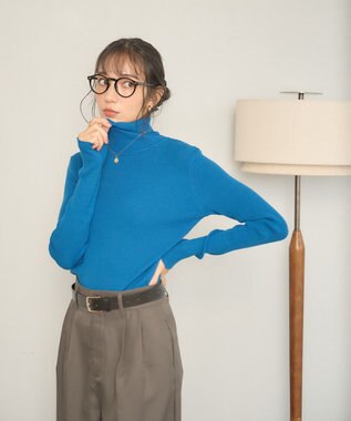 WEGO 【手洗い可】タートルネックニット ブルー