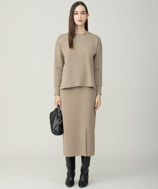 ICB L 【先行予約】コットンポリエステルスムース ニットスカート クレイカーキ