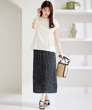 ANY SIS L 【UVケア・接触冷感】汗ジミ防止加工ペプラム カットソー アイボリー