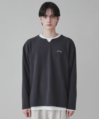 WEGO 【2点SET】アンサンブルキーネックプルオーバー ダークグレー