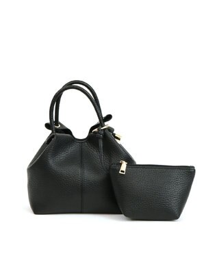 UNBILLION カシュカシュ cachecache / ポーチ付きノットハンドル2wayシボトート ブラック