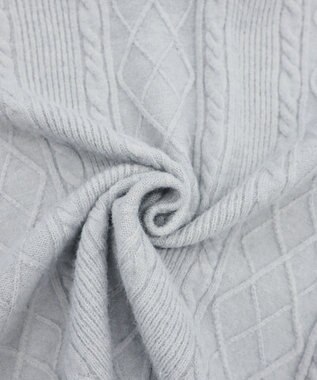 Tiaclasse 【洗える】アラン柄ニットパーカーチュニック グレー