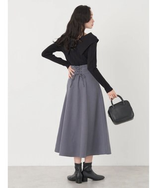 earth music&ecology バックレースアップスカート Gray