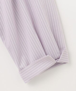 J.PRESS LADIES L ピンストライプジャージー バンドカラー スキッパー カットソー ふじ色系1