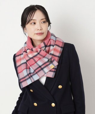 MOONBAT WEB限定【洗える】ミエル (miel) カシミヤ100％ チェックボタン付きマフラー