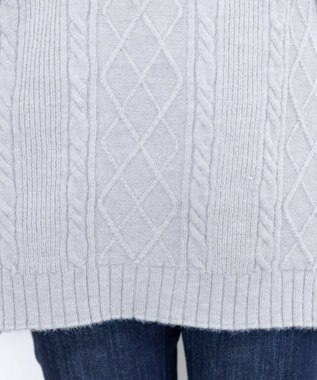 Tiaclasse 【洗える】アラン柄ニットパーカーチュニック グレー