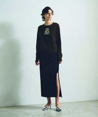 GRACE CONTINENTAL エンブレム刺繍ニットトップ カーキ