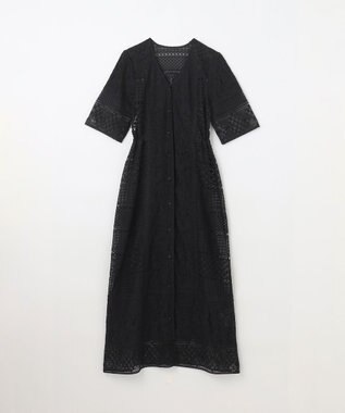 GRACE CONTINENTAL コンビレースVネックワンピース ブラック
