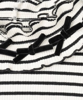 ANY KIDS 襟リボンカットソー ブラック×オフホワイト（ボーダー）