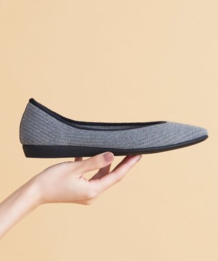 steppi ウール混 スクエア パンプス グレー