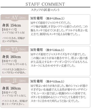 Tiaclasse 【洗える】パフスリーブコンビカーディガン サックス