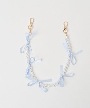 WEGO リボンパールハンドストラップ ブルー