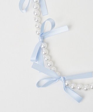 WEGO リボンパールハンドストラップ ブルー