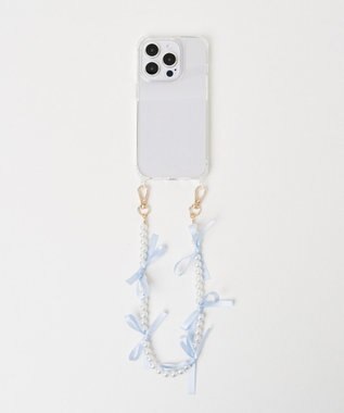 WEGO リボンパールハンドストラップ ブルー