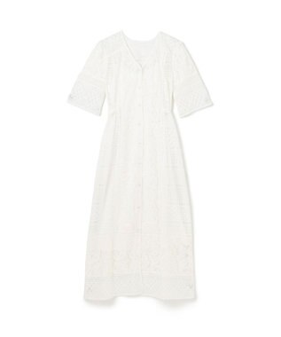 GRACE CONTINENTAL コンビレースVネックワンピース ホワイト