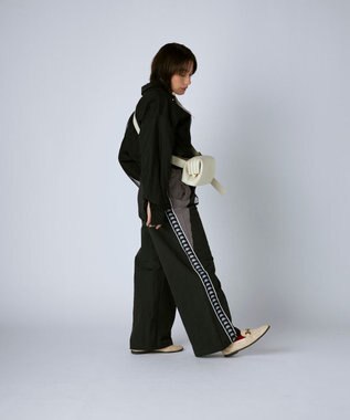 OP／FILA 【Kappa】 ワイドシルエット バンダナイロントラックパンツ ブラック