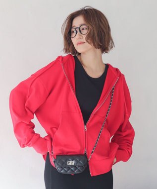 WEGO 【ユニセックス着用ITEM/MLサイズ展開】コンパクトフィットダブルZIPパーカー レッド