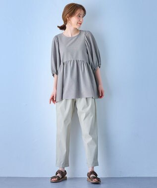 ANY 【WEB限定/洗濯機可】サッカーギャザーペプラムブラウス ギンガム