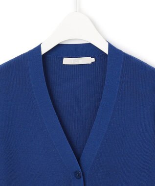 ICB L 【洗える】エクストラファインメリノ Vネックカーディガン ロイヤルブルー系