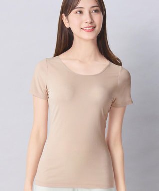 Wing インナー オーガニックコットン100％(身生地部) 吸汗速乾性(身生地部) ゆったり設計 【綿の贅沢 オーガニック】 3分袖 半袖 EL1371 ウイング／ワコール ベージュ