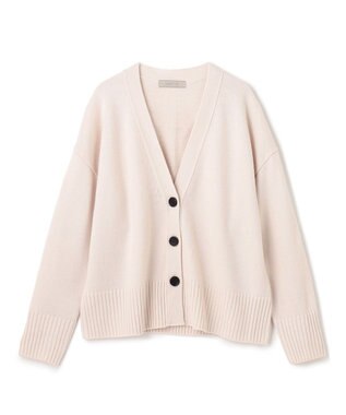 UNFILO 【洗える】クロップド Vネック カーディガン グレージュ