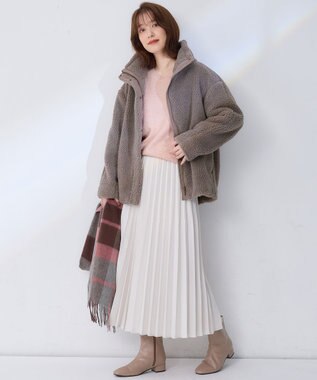 ANY 【10色展開/ウエストゴム】ウーリッシュフラノ プリーツスカート エクリュ