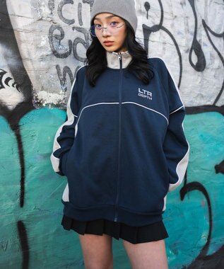 WEGO 【ユニセックス着用ITEM/MLサイズ展開】パイピングトラックジャケット ネイビー