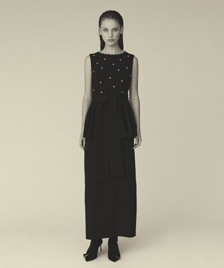 GRACE CONTINENTAL ペプラムリボンドレス ブラック