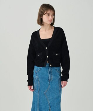 GRACE CONTINENTAL モールニットカーディガン ブラック