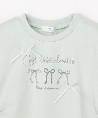 ANY KIDS 【洗濯機可能】ドロスト 裾リボンTシャツ ミント