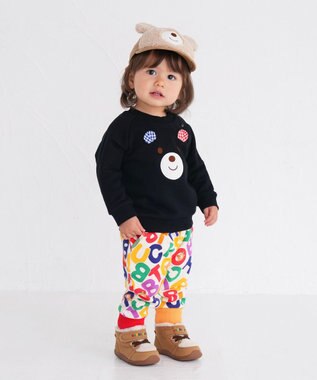 MIKI HOUSE HOT BISCUITS 【70-110cm】 顔ドン ラグラントレーナー 黒