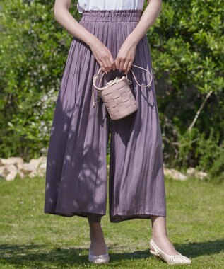 Tiaclasse 【洗える】ヴィンテージサテン消しプリーツパンツ ラベンダー