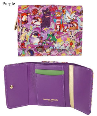 tsumori chisato CARRY 森のどうぶつたち ミニ財布 折り財布 パープル