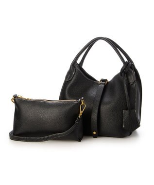 UNBILLION カシュカシュ cachecache / 1枚革風ショルダーベルト付ディテールトート